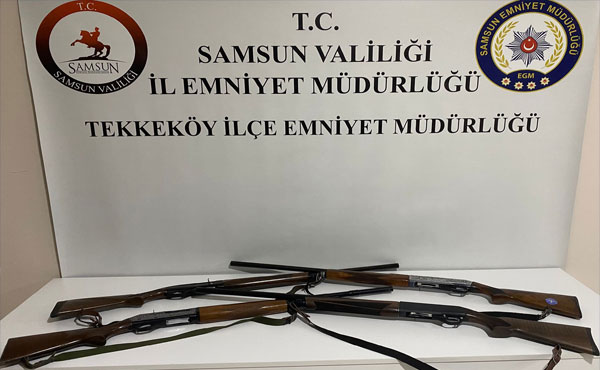 Tekkeköy’de ruhsatsız silah operasyonu: 4 av tüfeği ele geçirildi